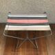 Series Of 4 Metal Garden Folding Stools - Multicolour Fabric Vintage Camping