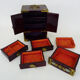 Chinese jewelry box in lacquered wood, jade and brass ornaments. Year 50 60