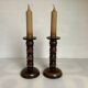 Pair of wooden candlesticks with artificial candles Artilux
