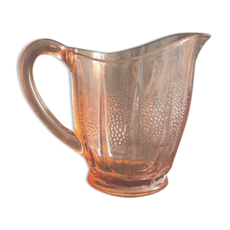 Pitcher Verlys Andelys pink glass 30s