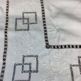 Old linen sheet with monogram embroidery
