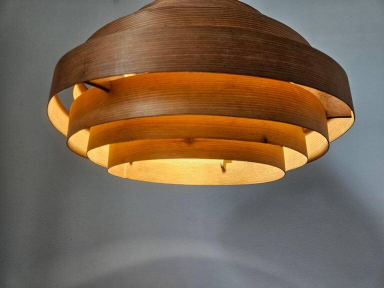 Midcentury Veneer Pendant in style of Hans-Agne Jakobsson, Denmark, 1970s