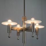 Machine Age Nickel-Plated 4-Flamming Chandelier, 1920s