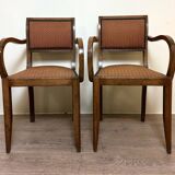 Pair of bridge armchairs art deco period in walnut circa 1940