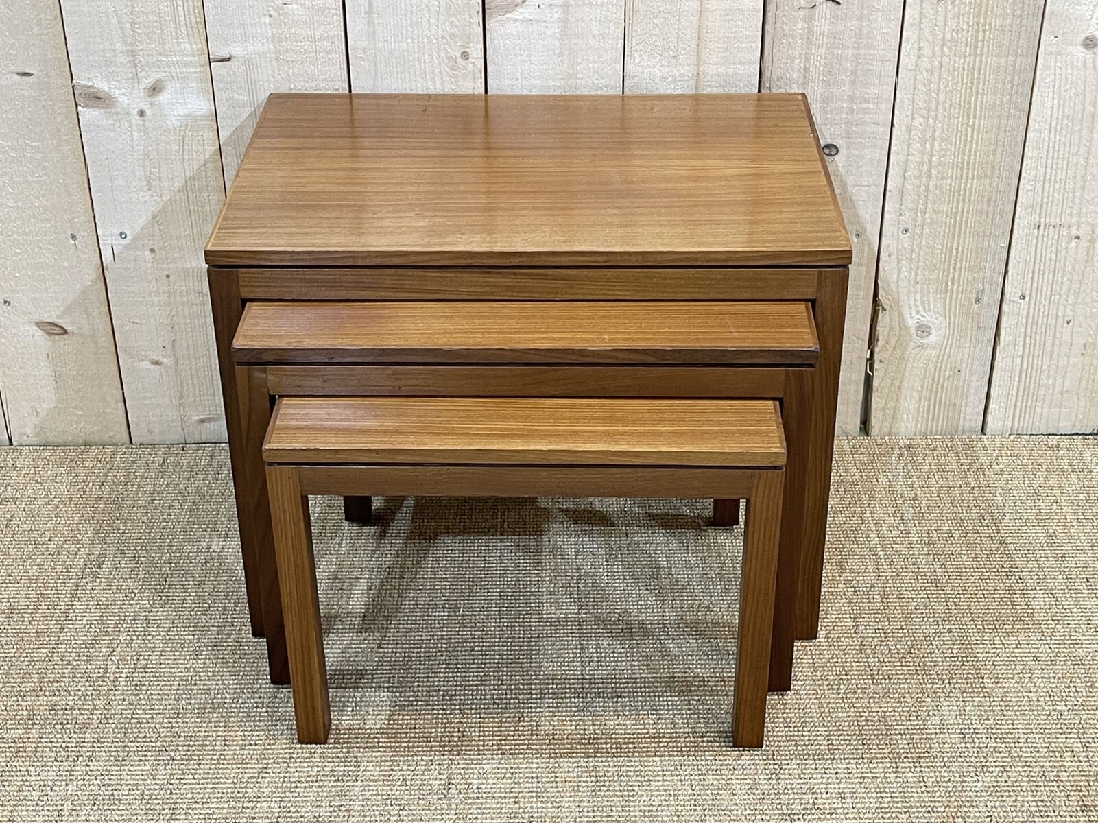 Suite of 3 teak pull-out tables from the 70s