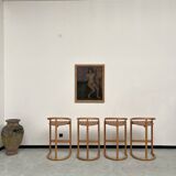Set of 4 Allmimö stools in solid oak