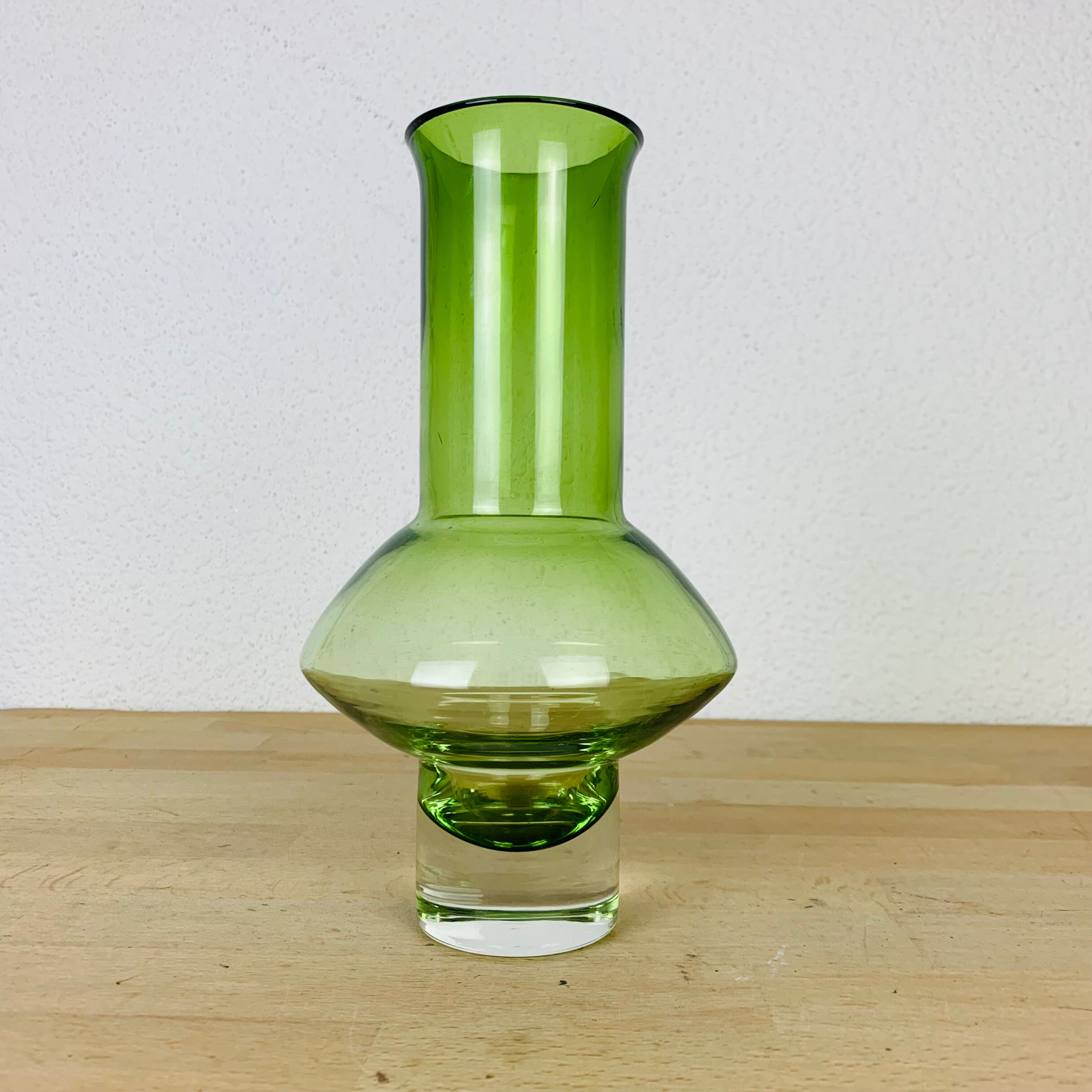 Scandinavian glass vase Riihimaki green