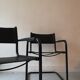tubular armrest chair metal black matte & leather, Italy 1970