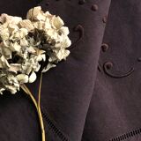 Old linen and cotton sheet tinted eggplant