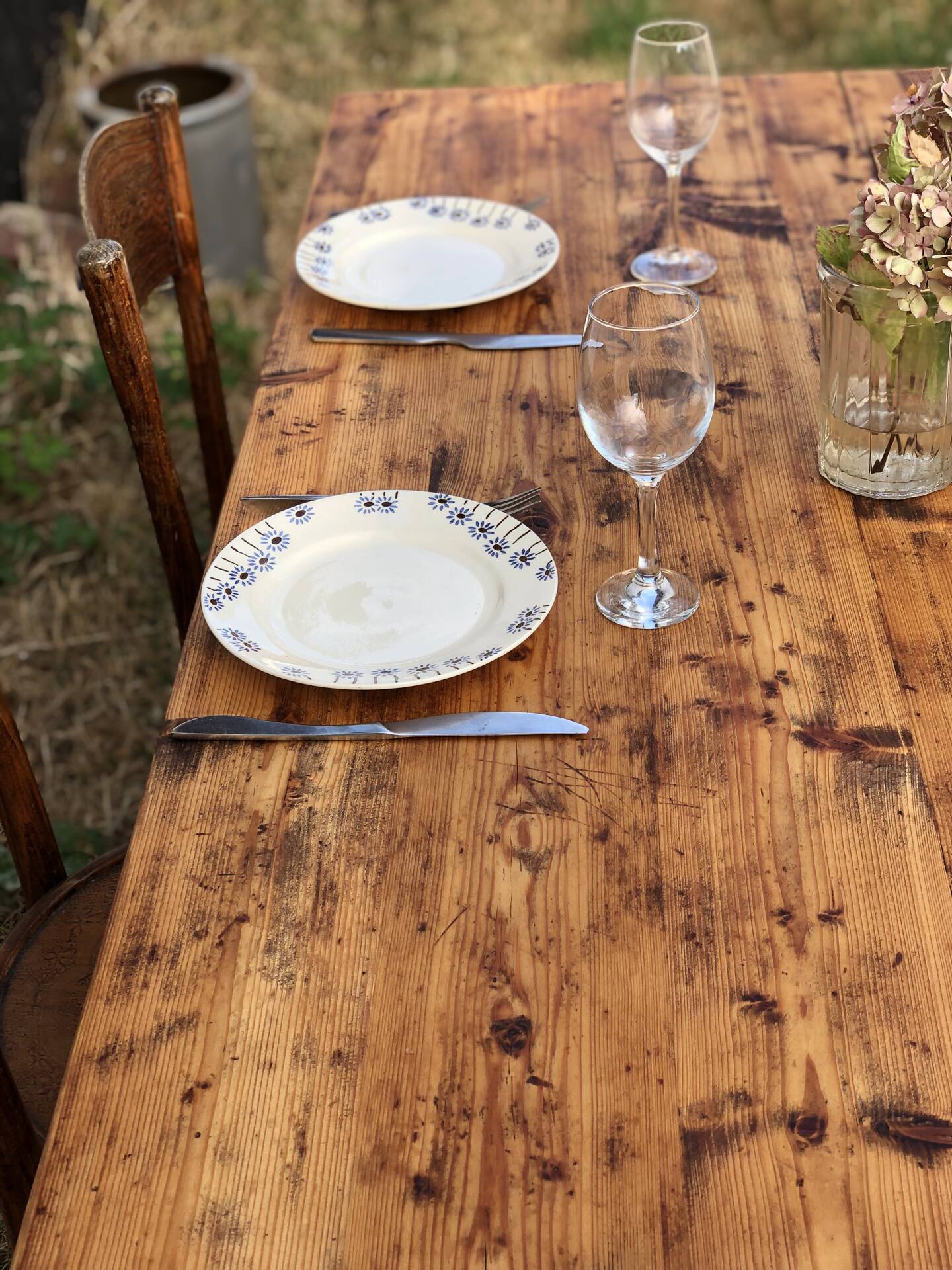 Old farmhouse table made of solid pine