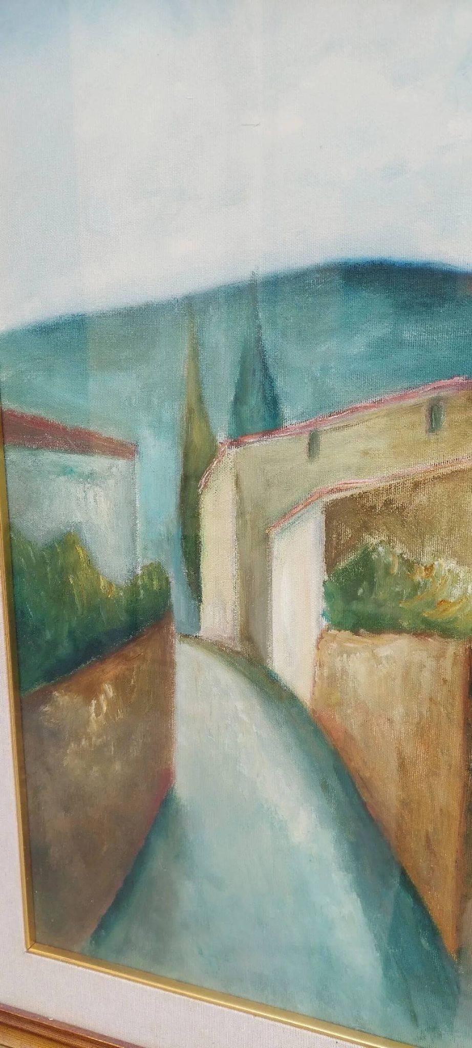 Paysage toscan, huile sur toile, fin du XXe siècle