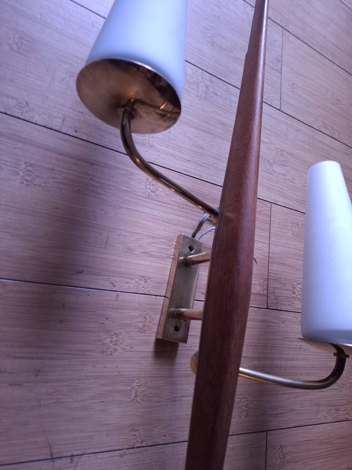 60's teak wall light from Maison Lunel