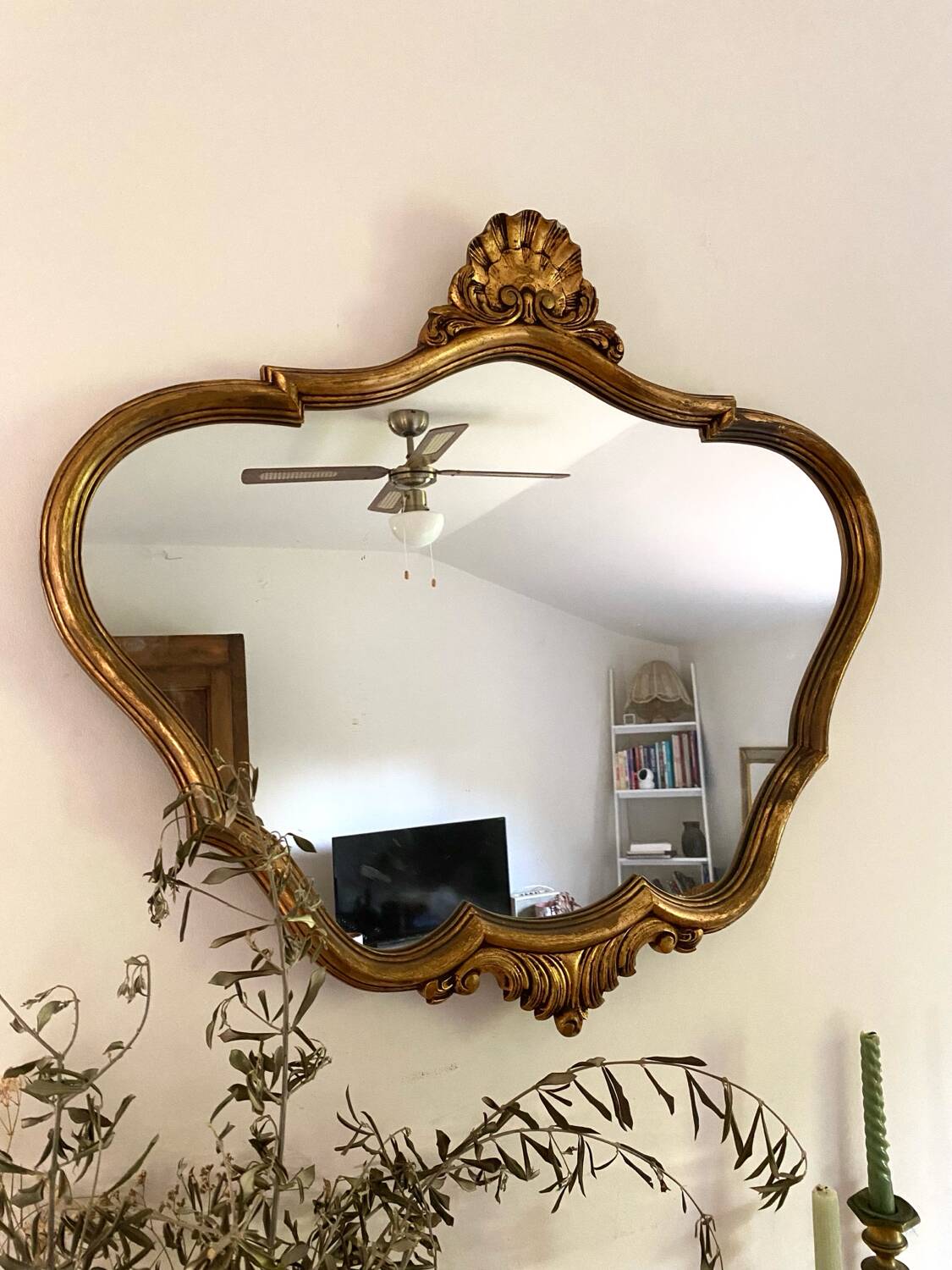 Antique Baroque Shell Mirror