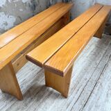 Pair of Charlotte Perriand Les Arcs pine benches