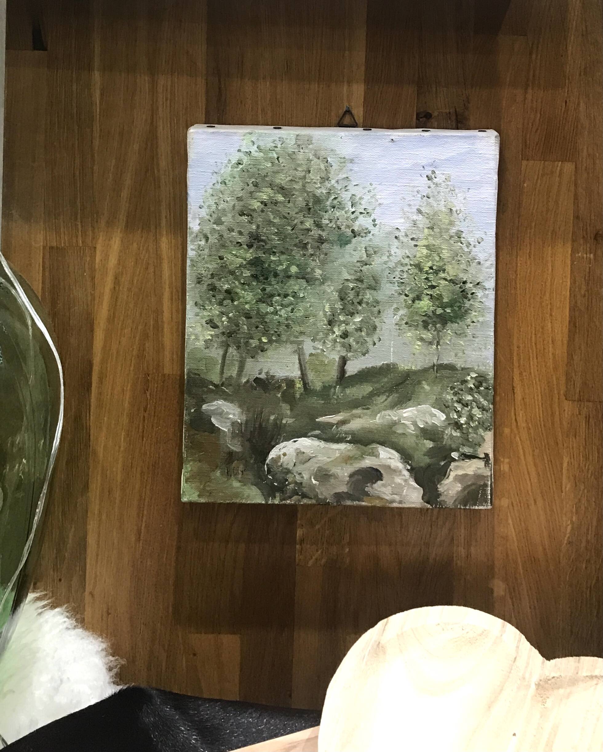 Small oil on canvas countryside landscape