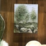 Small oil on canvas countryside landscape