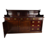 Early 20th-century English mahogany dresser / sideboard – brass campaign hardware