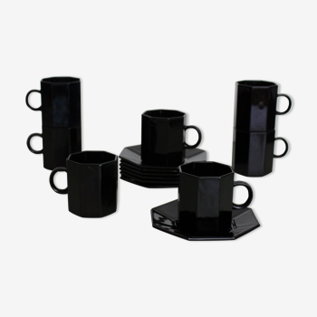 7 black cups Octime Arcoroc Esso collection
