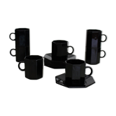 7 black cups Octime Arcoroc Esso collection