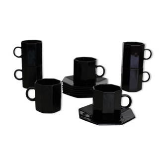 7 black cups Octime Arcoroc Esso collection