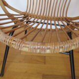 Shell armchairs in rattan and metal year 60
