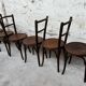 Set of 7 old Baumann bistro chairs in curved wood with round seat