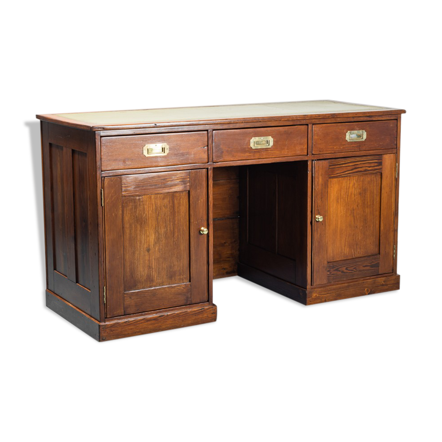 English wooden and leather desk vintage early 1900s