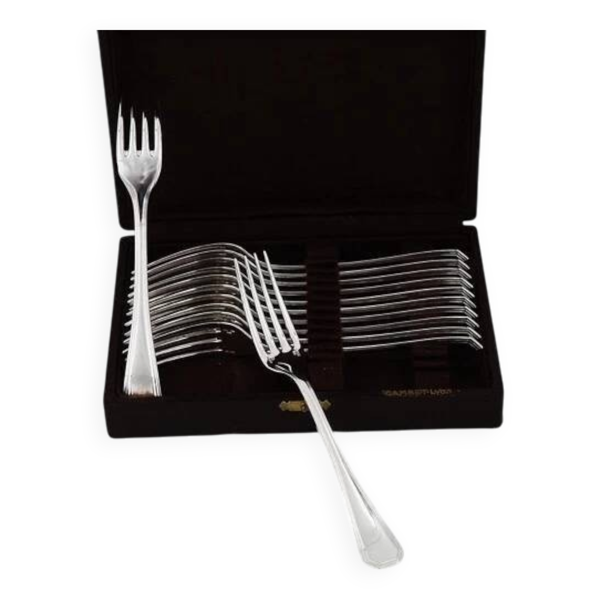 Christofle America 12 dessert forks, 17 cm, silver-plated, excellent condition.