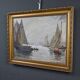 Painting "Sailboats on Calm Sea", oil on canvas, signed C. Bustad – 1928
