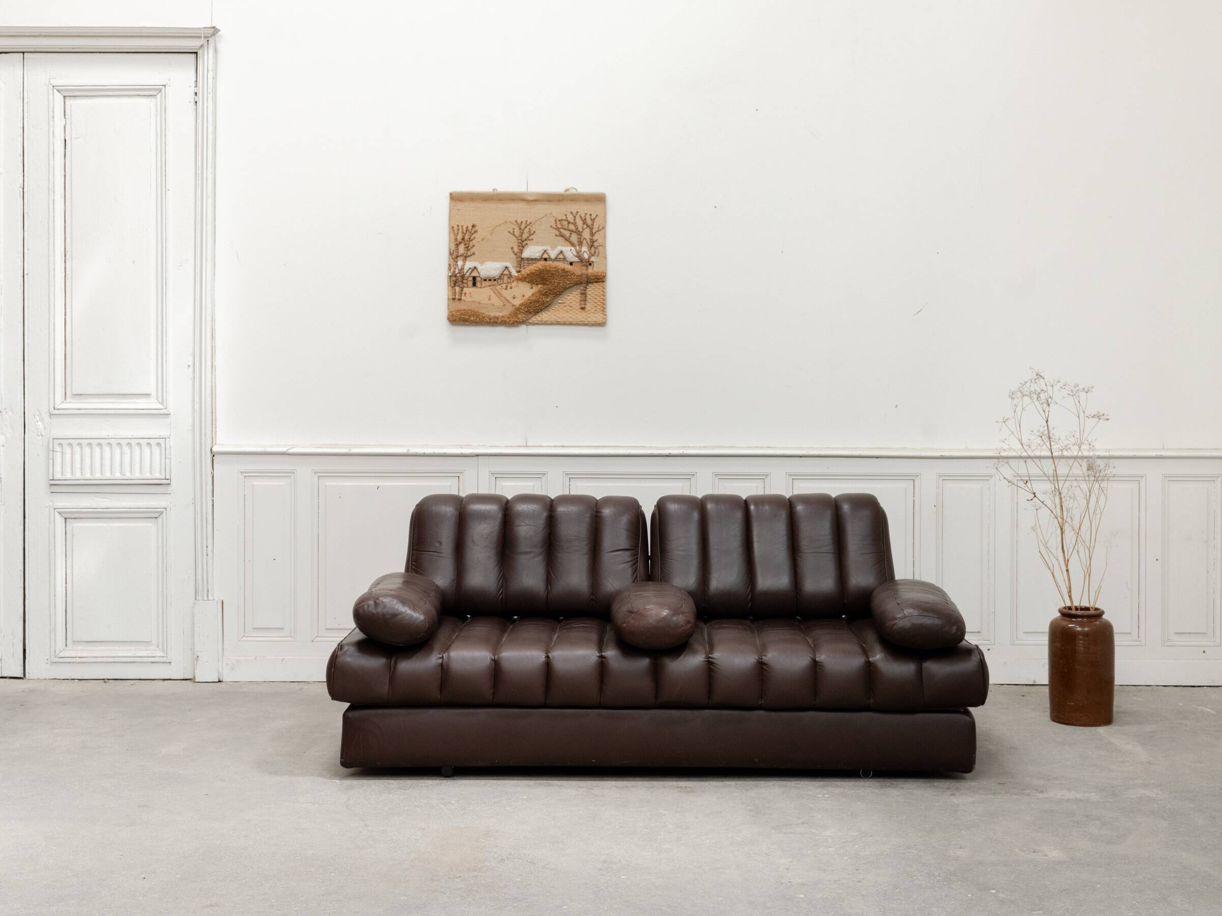 Canapé vintage DS 85 en cuir marron par De Sede 1980