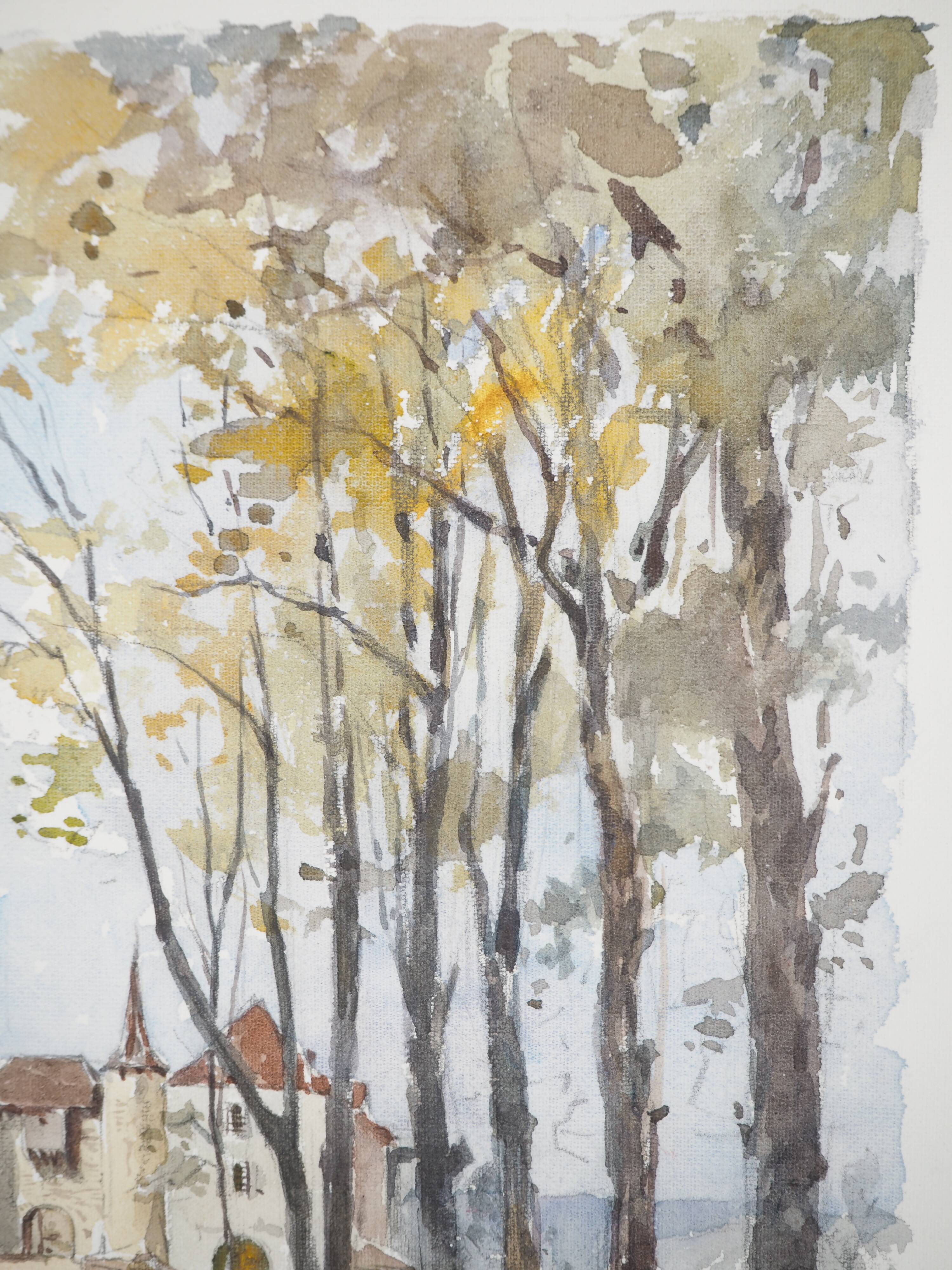 René LEVERD: Switzerland, Château de Colombier, original signed watercolour.