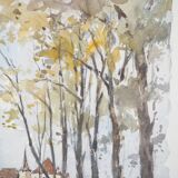 René LEVERD: Switzerland, Château de Colombier, original signed watercolour.