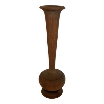 Old trumpet-shaped wooden vase