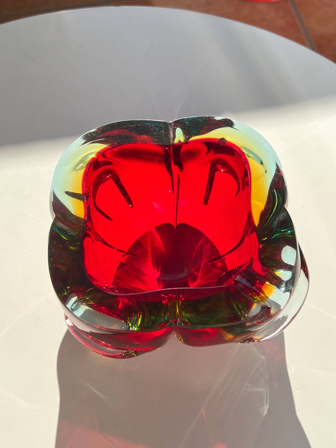 Large Murano glass ashtray / ashtray Sommerso