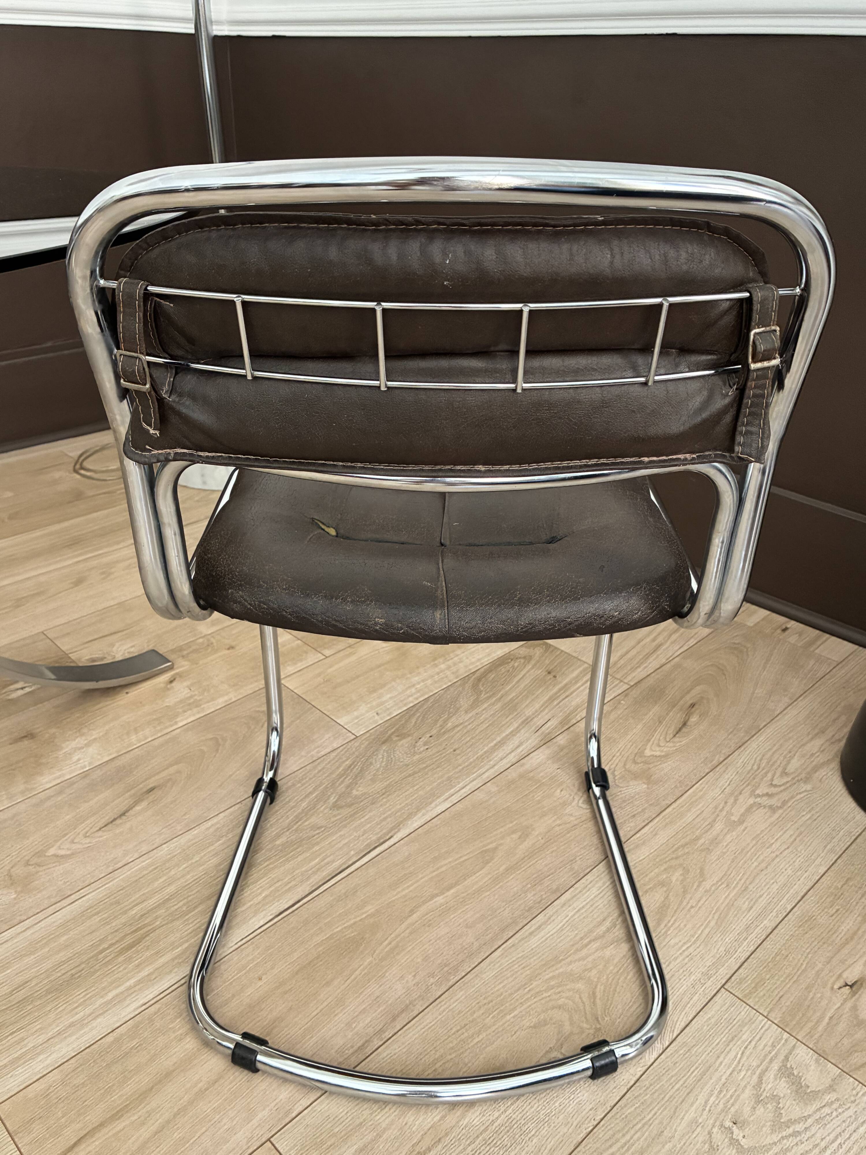 Set of 4 vintage 1970s chrome chairs – Rinaldi style