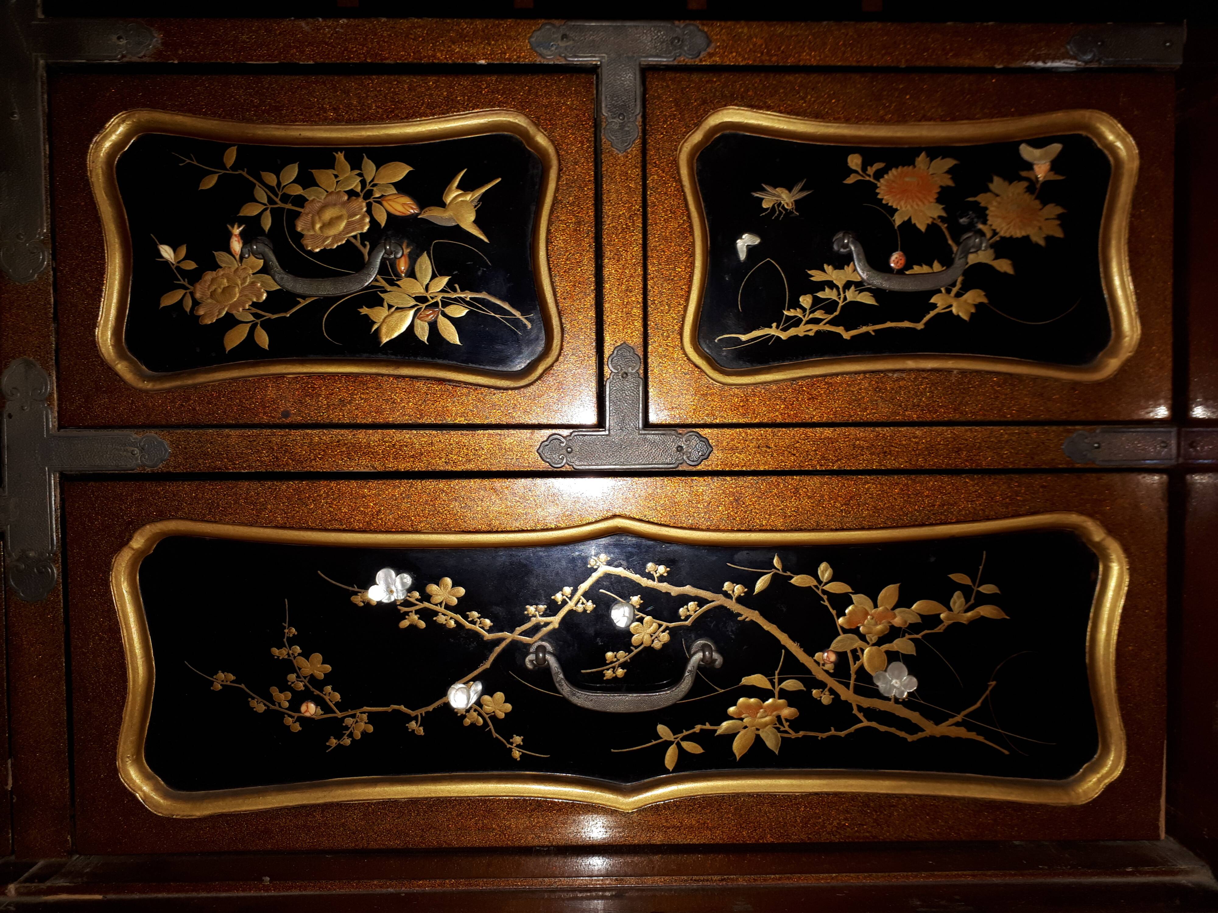 Japanese Lacquer and Shibayama Cabinet, Meiji Period Japan
