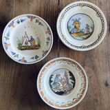19th Century Plates Popular Faience Moulin des Loups & Hamage