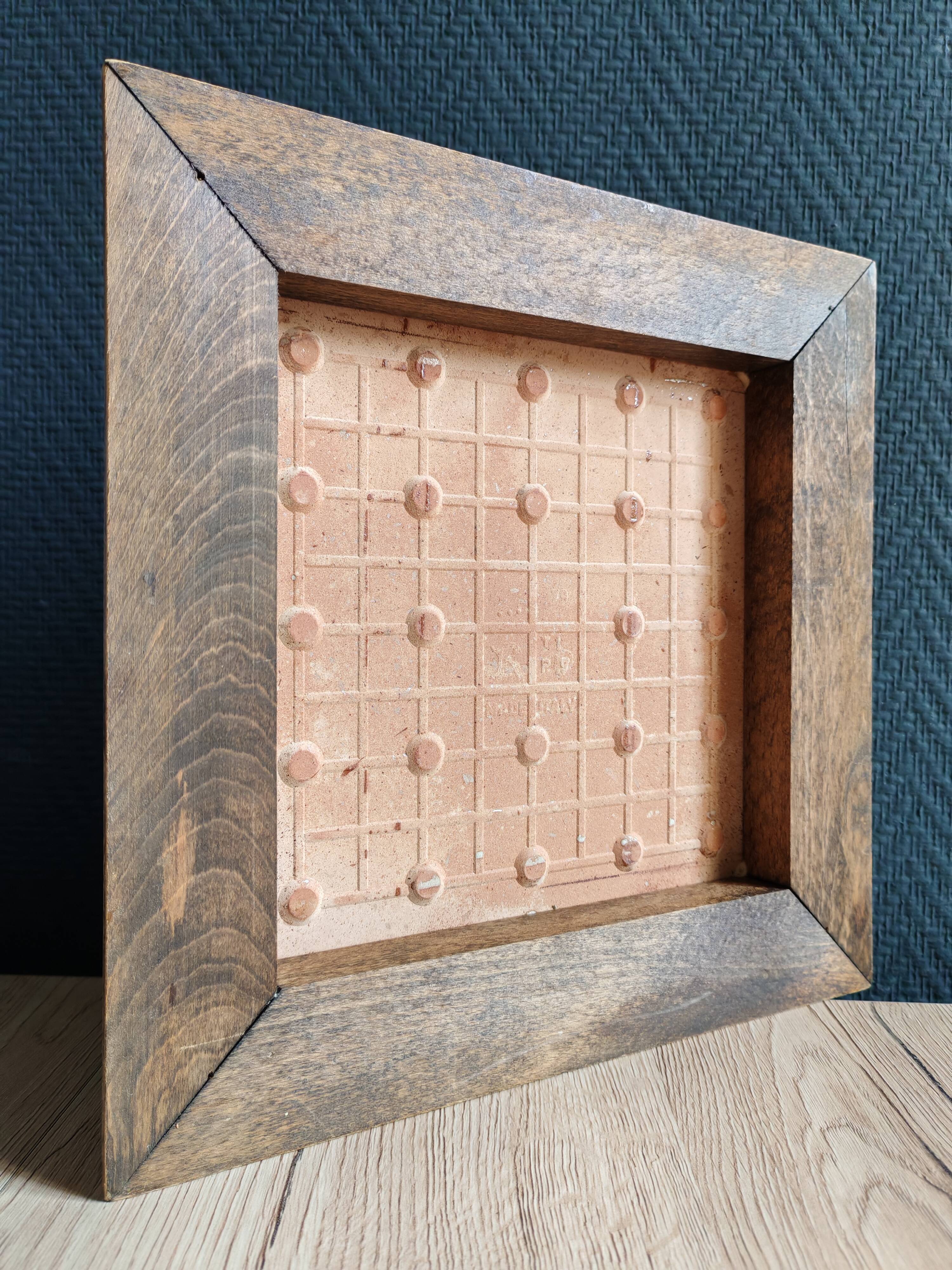 Old Italian Ceramic Trivet and Wooden Frame