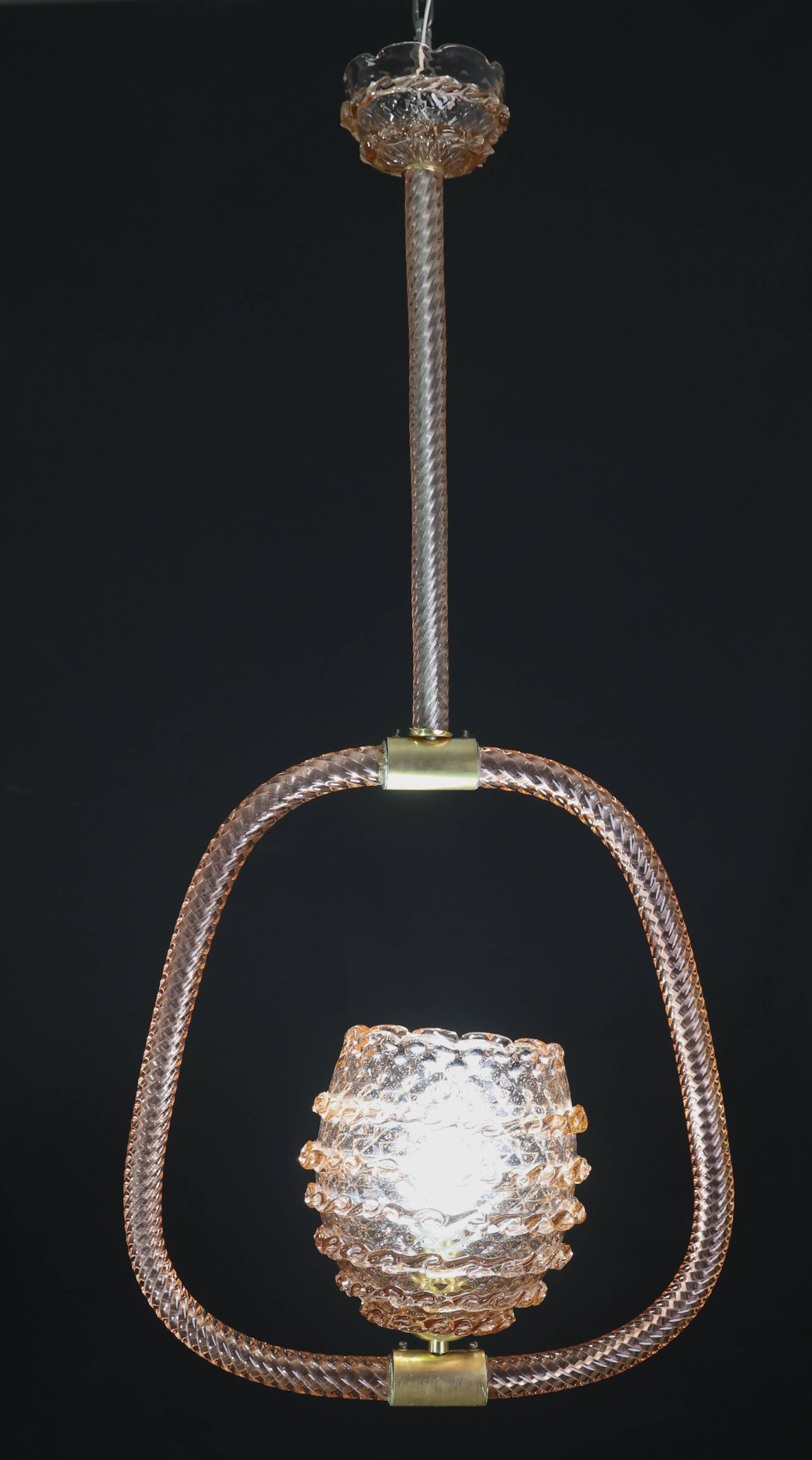 Amazing Pink Art Deco Barovier e Toso Chandelier, Glass Murano, 1940s