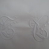old large pillowcase in thin white monogrammed canvas