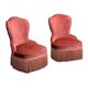 Pair of vintage pink velvet toad armchairs 1960