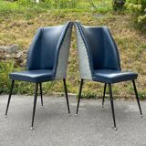 Set of blue dining chairs, Italy, 1950s