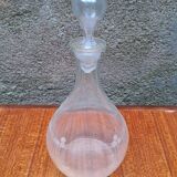 Engraved glass carafe from the 1950s