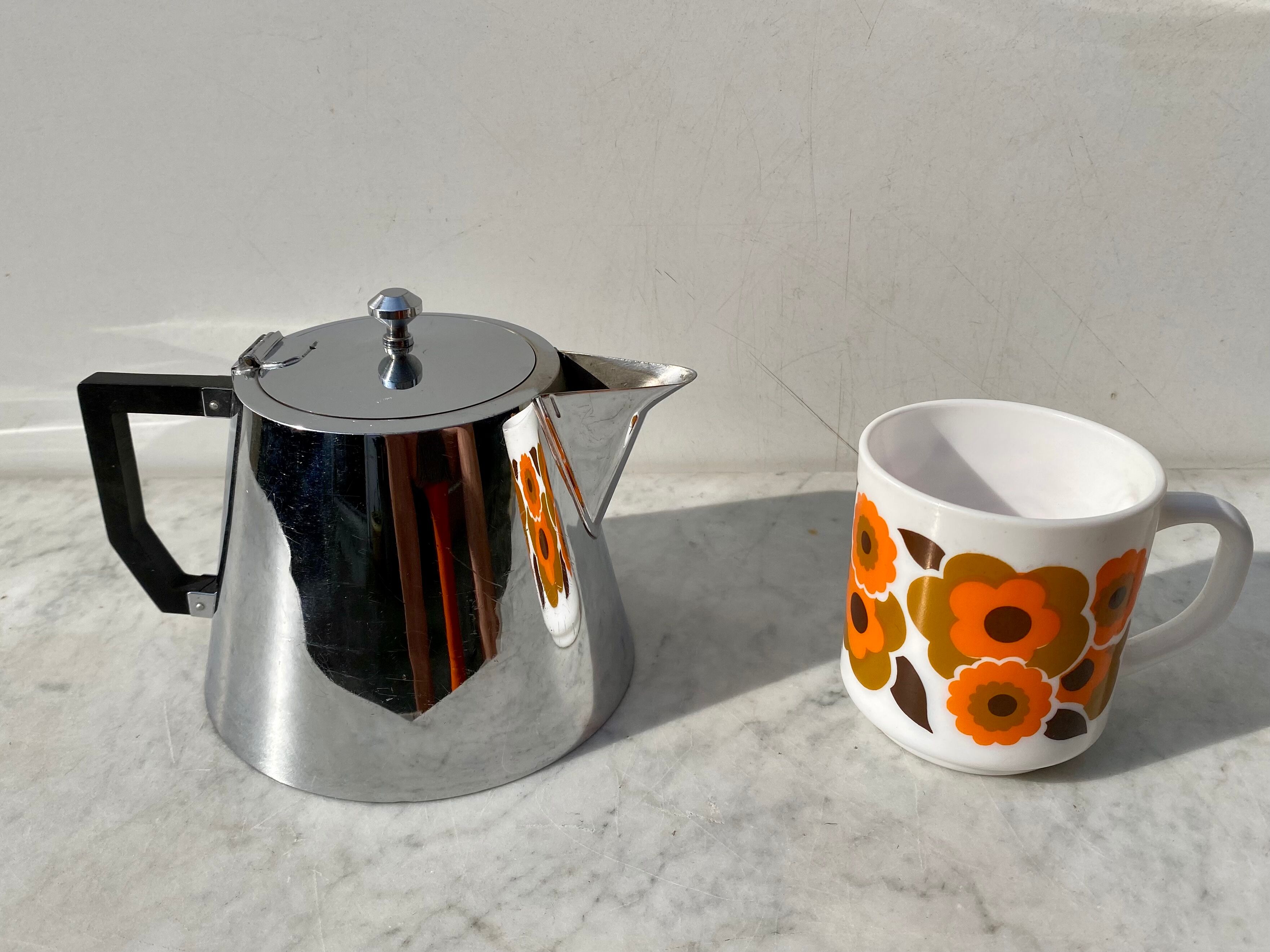 Teapot Selecta 1L nickel-plated brass and Bakelite vintage 60s