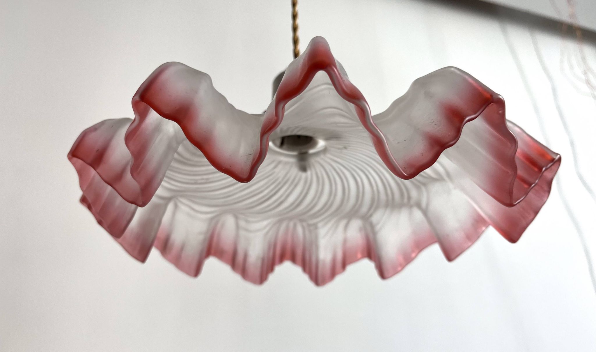 Antique opaline twisted glass pendant light