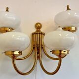 Big XXL brass and glass wall lamp in Art Deco, Art Nouveau style, around 1980s