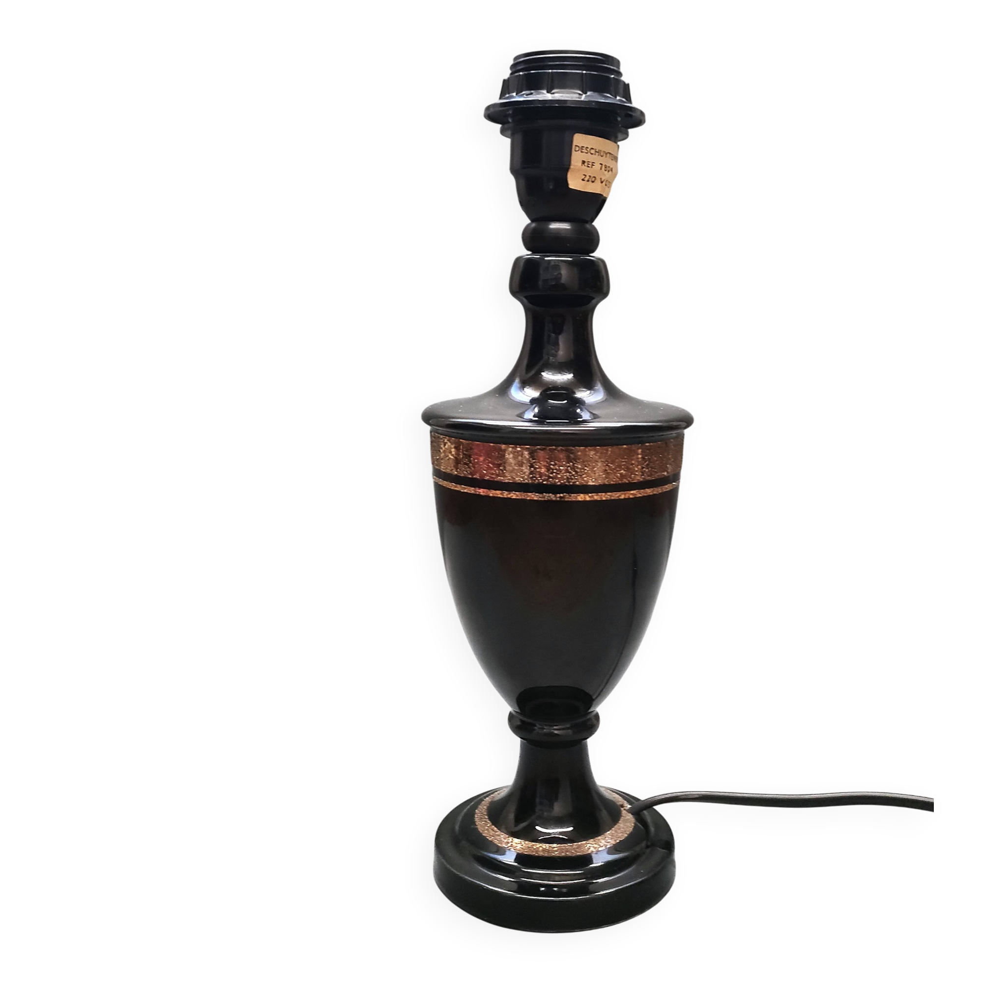 Robert Deschuytener - Baluster lamp - Black and gold ceramic - 1970s