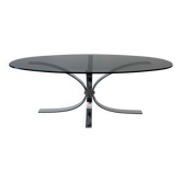 seventies coffee table with chrome and smoked glass