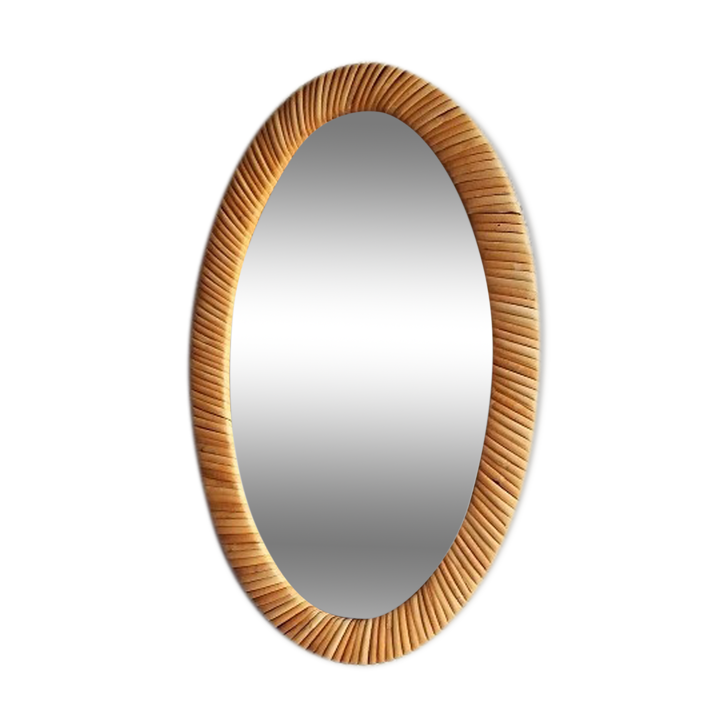 Rattan oval mirror 26x40cm