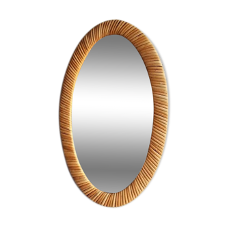 Rattan oval mirror 26x40cm